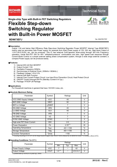ROHM BD9673EFJ Application Note - cover page