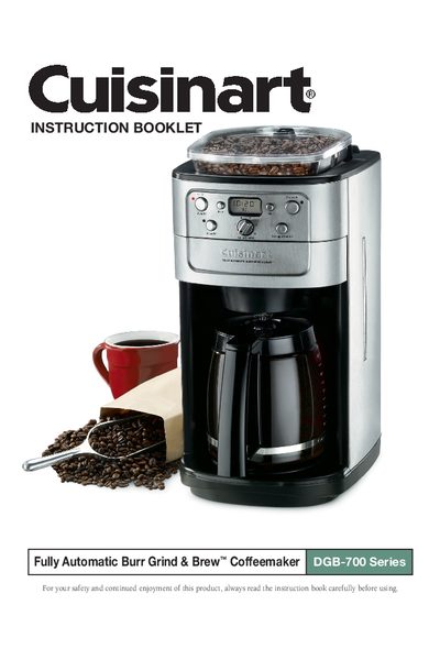 Cuisinart DGB-700 Series Fully Automatic Burr Grind & Brew Coffeemaker User Manual - cover page