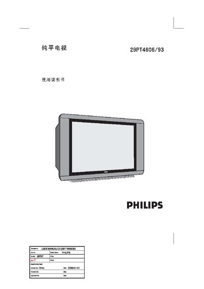 Philips 29PT4606/93 Flat-screen Television User Manual - cover page