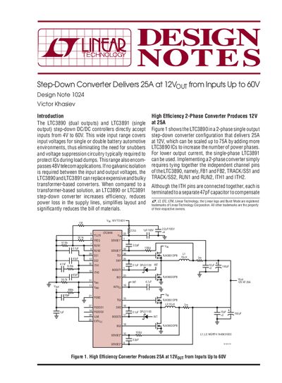 Linear Technology Design Note 1024 LTC3890 Step-Down Converter Guide - cover page