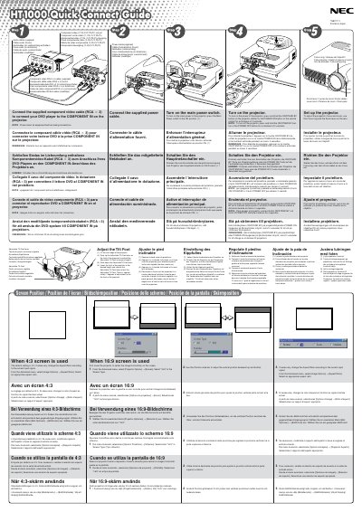 NEC HT1000 Quick Connect Guide - cover page
