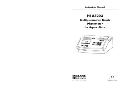 Hanna Instruments HI 83203 Multiparameter Bench Photometer Instruction Manual - cover page