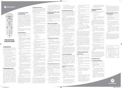 Motorola Remote Control User Guide - cover page