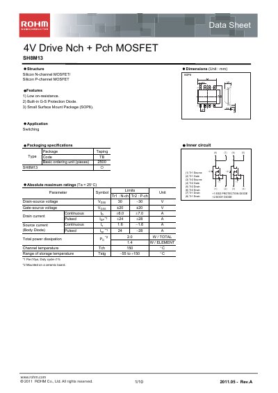 ROHM SH8M13 Datasheet - cover page