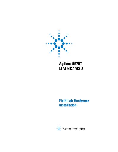 Agilent 5975T LTM GC/MSD Field Lab Hardware Installation Guide - cover page