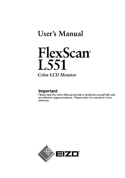 EIZO L551 Color LCD Monitor User Manual - cover page