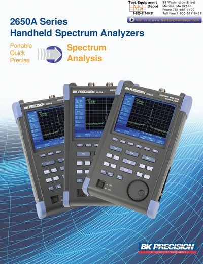 B&K Precision 2650A Series Handheld Spectrum Analyzers Product Leaflet - cover page
