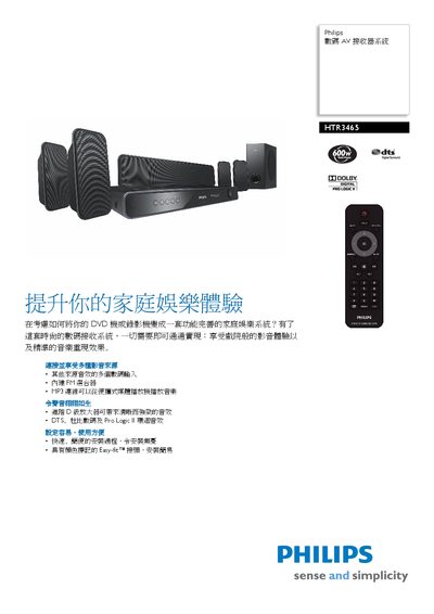 Philips HTR3465 Digital AV Receiver User Manual - cover page
