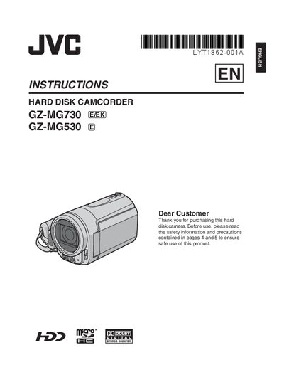 JVC GZ-MG730/GZ-MG530 Camcorder User Manual - cover page