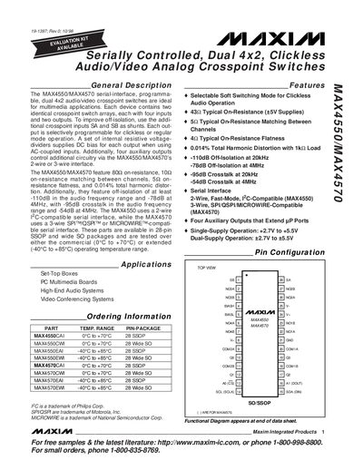 Maxim MAX4550/MAX4570 Audio/Video Analog Crosspoint Switches Datasheet - cover page