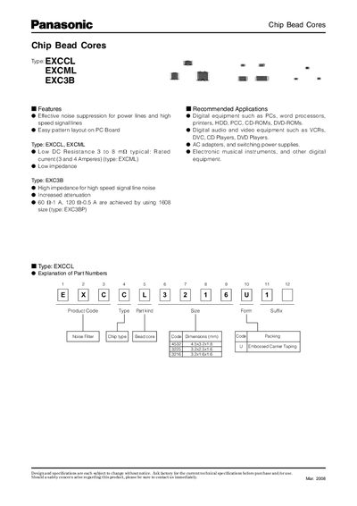 Panasonic EXCCL/CXCML/CXC3B Manual - cover page