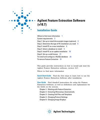 Agilent Feature Extraction Software v10.7 Installation Guide - cover page
