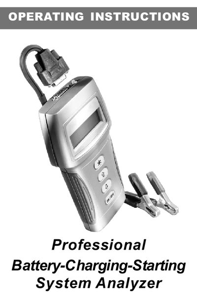 Professional Battery-Charging-Starting System Analyzer Operating Instructions - cover page