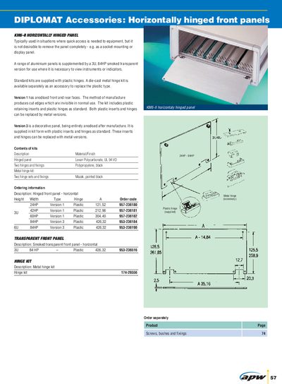 VERO DIPLOMAT Horizontally Hinged Front Panels Product Leaflet - cover page