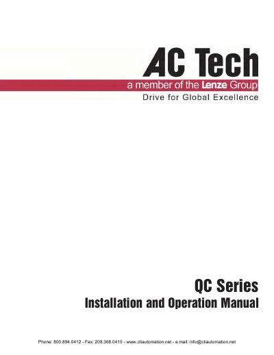 AC Tech QC Series Installation and Operation Manual - cover page