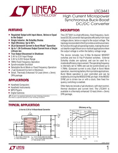 Linear Technology LTC3441 Datasheet - cover page