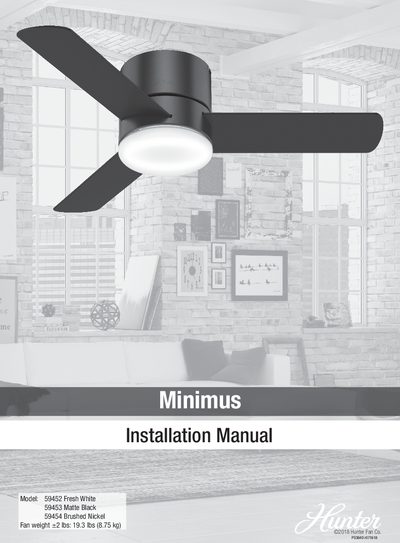 Hunter Minimus 59452 Ceiling Fan Installation Manual - cover page