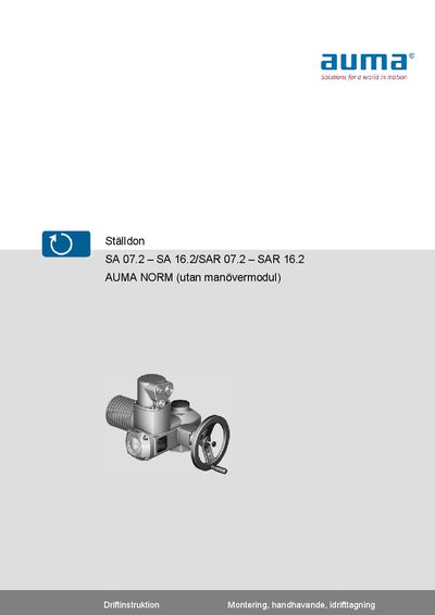 AUMA SA 07.2, SA 16.2, SAR 07.2, SAR 16.2 Operation Manual - cover page