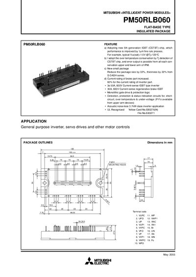 Mitsubishi PM50RLB060 Intelligent Power Module User Manual - cover page