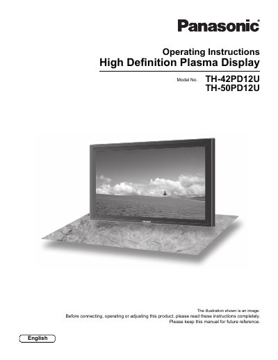 Panasonic TH-42PD12U/TH-50PD12U Plasma Display Operating Instructions - cover page