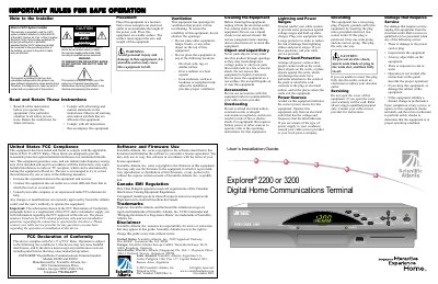 Scientific-Atlanta Explorer E2200/E3200 Digital Home Communications Terminal User's Installation Guide - cover page