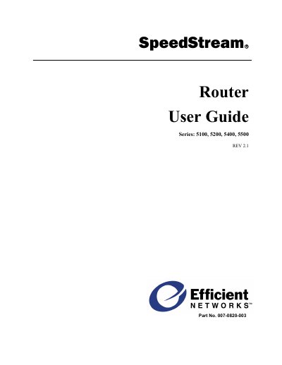 Efficient Networks SpeedStream 5100/5200/5400/5500 Router User Guide - cover page