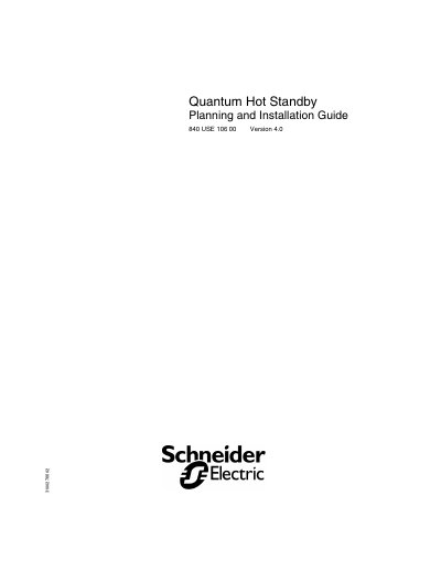 schneider Quantum Hot Standby Planning Installation Guide 840 USE 106 00 Version 4.0 - cover page