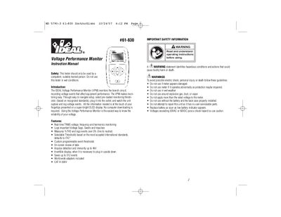 IDEAL 61-830 Voltage Performance Monitor Instructions - cover page