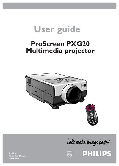 Philips ProScreen PXG20 Multimedia Projector User Guide - cover page