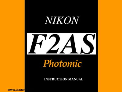Nikon F2AS Photomic User Manual - cover page
