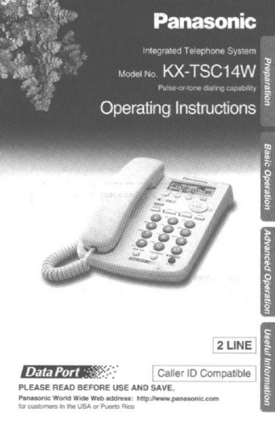 Panasonic KX-TSC14W Integrated Telephone Operating Instructions - cover page