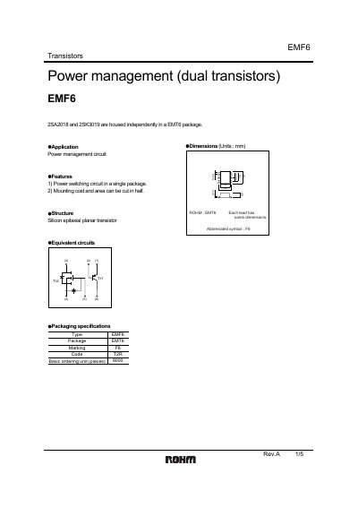 ROHM EMF6 Dual Transistor Datasheet - cover page