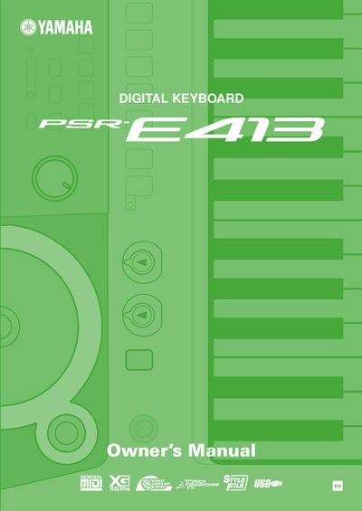 Yamaha PSR-E413 Digital Keyboard Owner's Manual - cover page
