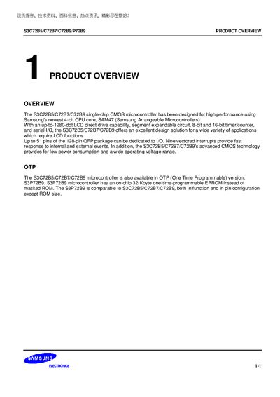 Samsung S3C72B5/C72B7/C72B9/P72B9 Handbook