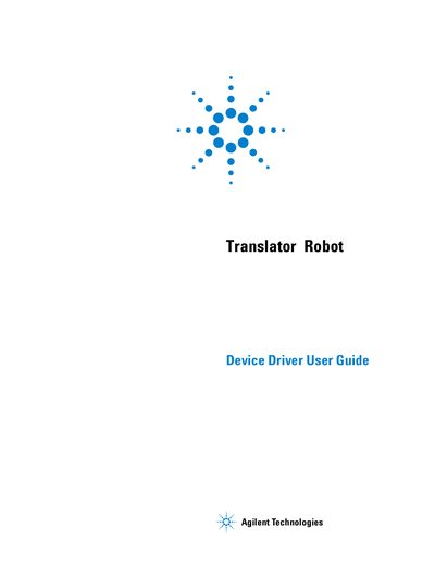 Agilent Translator Robot Device Driver User Guide - cover page
