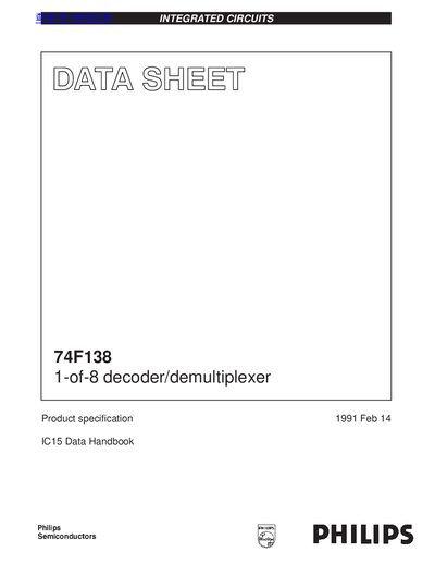 Philips 74F138 1-of-8 Decoder/Demultiplexer Product Specification