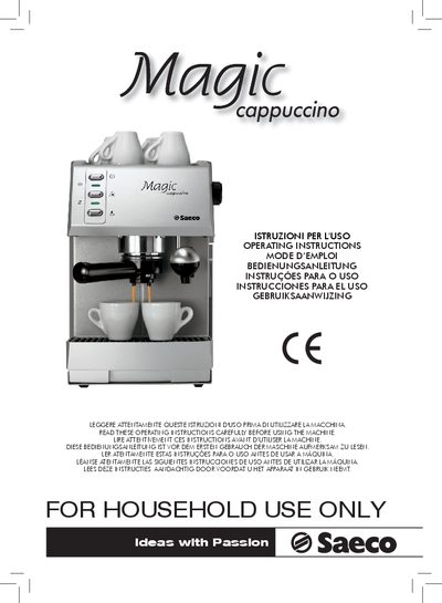 Saeco Magic Cappuccino User Manual - cover page