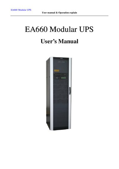 EA660 Modular UPS User Manual - cover page
