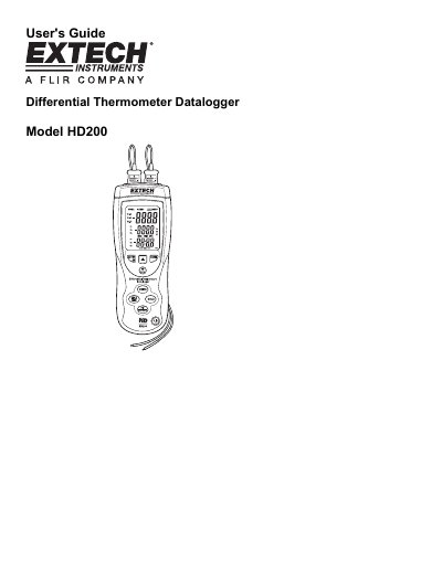 Extech HD200 Differential Thermometer Datalogger User's Guide