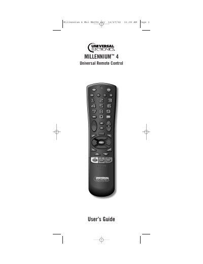 Universal Electronics Millennium 4 Universal Remote Control User's Guide - cover page