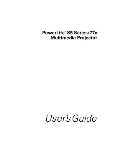 Epson PowerLite S5 Series/77c Multimedia Projector User Manual - cover page