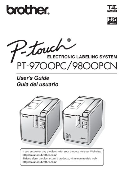 brother PT-97OOPC 98OOPCN user manual