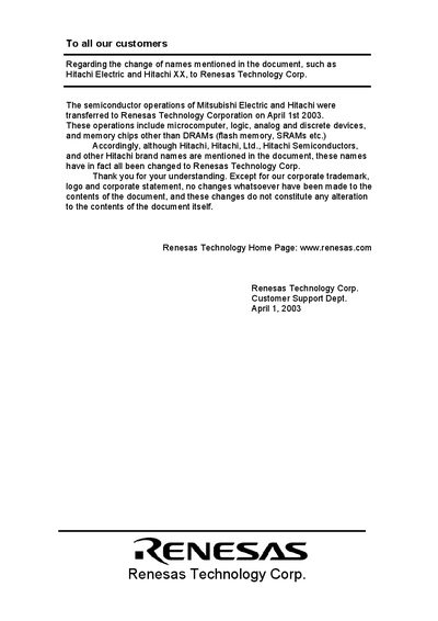 Hitachi H8/3437 Series Single-Chip Microcomputer Hardware Manual - cover page