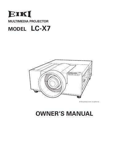 EIKI LC-X7 Multimedia Projector Owner's Manual