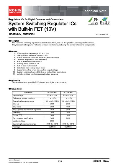 ROHM BD9740KN Technical Note - cover page