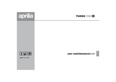 Aprilia Tuono 1000 R USA Use and Maintenance Book - cover page