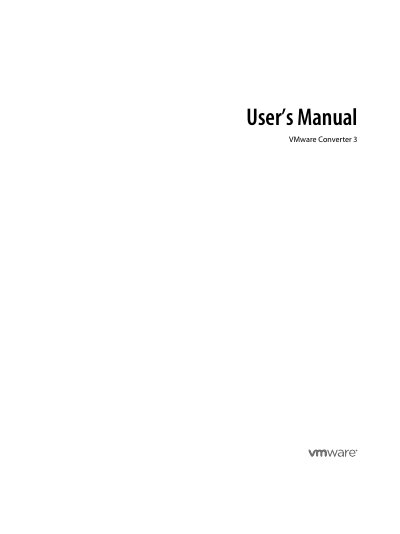 VMware Converter 3 User's Manual - cover page