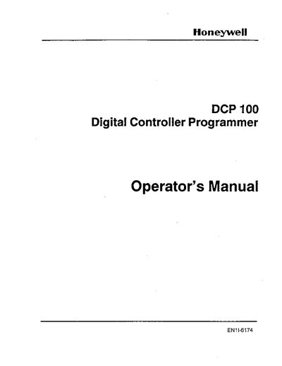 Honeywell DCP 100 Digital Controller Programmer Operator Manual