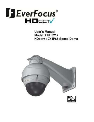 EverFocus EPH5212 HDcctv Speed Dome User's Manual - cover page