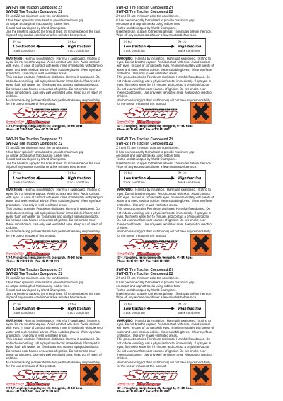 sweep SWT-Z1 Tire Traction Compound Z1 SWT-Z2 Tire Traction Compound Z2  - cover page